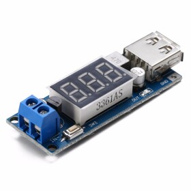 Step/Down měnič DC4,5 - 35V na 5V/500mA USB LED voltmetr