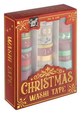Vánoční washi pásky 36 ks červené