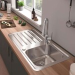 HANSGROHE - Dřezy Vestavný dřez S4113-F340 s odkapávací plochou a automatickým odtokem, nerezová ocel 43337800