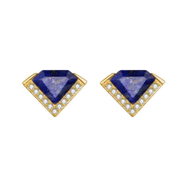 Ocelové náušnice Josiane - lapis lazuli, Modrá
