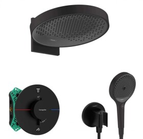 HANSGROHE - Sprchový set s termostatem pod omítku, s tělesem, průměr 36 cm, 3 proudy, matná černá SANI21HHH410