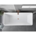 MEXEN/S - Tava volně stojící vana reliéf 170 x 75, bílá/černá, sifon a přepad měď kartáčovaná 52851707575-65