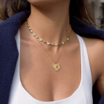 ELENYS Golden Sun Heart – pozlacený náhrdelník 18K žluté zlato Délka: 45+5 cm / max. 50 cm
