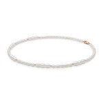 Perlový náhrdelník Sabrina - pravé perly, stříbro 925/1000, Zlatá 45 cm Bílá