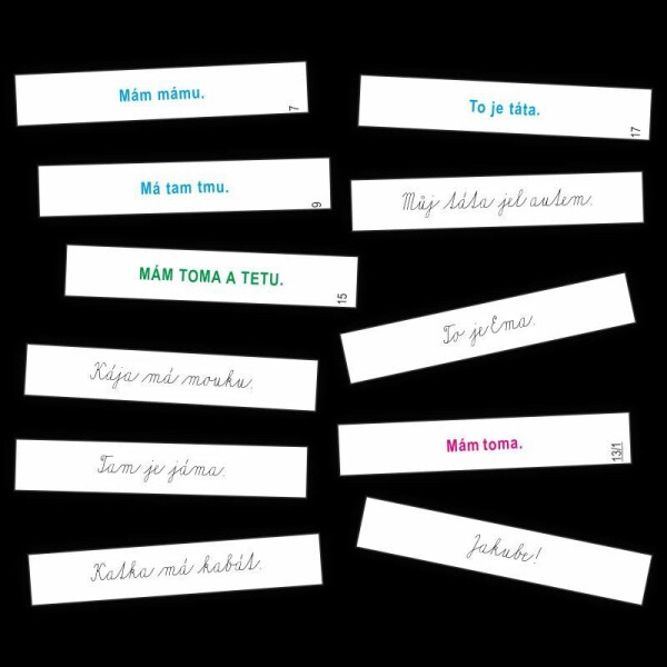 Psací písmo - kartičky s větami pro nácvik psacího písma - Jitka Rubínová