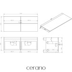 CERANO - Koupelnová skříňka Velora - černá matná, úchytka zlatá + deska pod umyvadlo Navira Slim - 18 mm - 120x54,8x46,5 CER-664789
