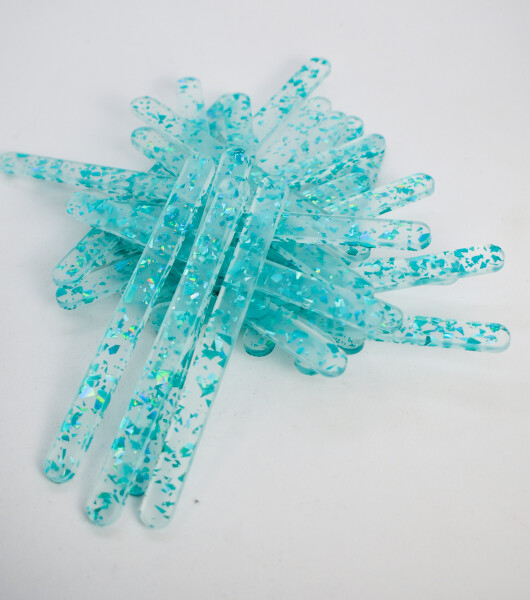 Cake star Akrylatové tyčky na nanuk světle modrá s třpytkami délka 11,5cm (10ks)