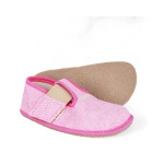 Barefoot dívčí přezůvky Pegres, BF01 textil, růžová - 28