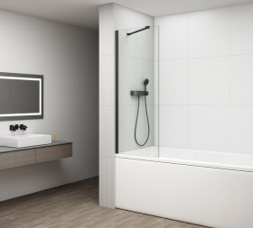 POLYSAN - FISA vanová zástěna 700x1500, černá mat, čiré sklo FS1072-B