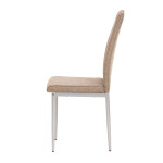 Židle jídelní, béžová látka, šedé kovové nohy