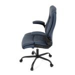 Křeslo kancelářské, tmavě modrá ekokůže, kovový kříž, kolečka na tvrdé podlahy