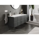 MEXEN/S - Rivel koupelnová skříňka 120 cm s umyvadlem Vela, 2 zásuvky, reliéf , grafit mat/bílá mat - 91A20-12047-2-BFF66-W23M 91A20-12047-2-BFF66-W23M01