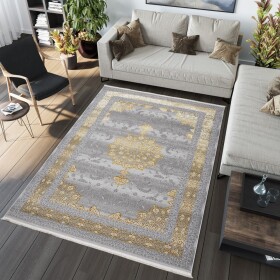 DumDekorace Exkluzivní šedý koberec se zlatým orientálním vzorem Šířka: 200 cm | Délka: 300 cm