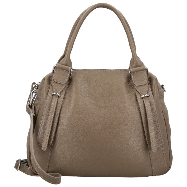 Módní dámská kožená kabelka do ruky Hannah, taupe