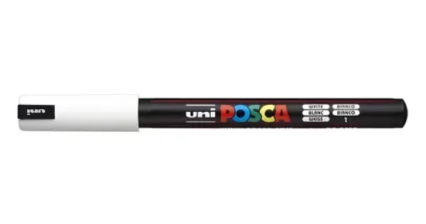 POSCA PC-1MR bílá / Popisovač / Akrylový / Kulatý hrot 0,7 mm / Rychleschnoucí (181701)