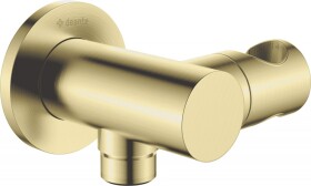 DEANTE - Cascada kartáčované zlato Úhlová hadicová spojka, kulatá, s držákem ruční sprchy NAC_R57K