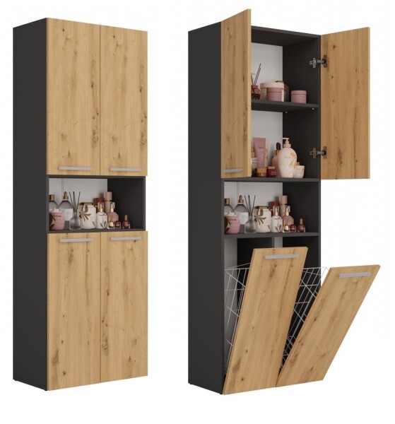 FRONTI Koupelnová skříňka NEL DK 2K 60 Antracit + dub artisan