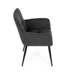 Židle jídelní, tmavě šedá látka, černý kov