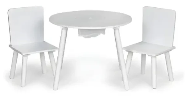 ECOTOYS Dětský stůl se 2 židličkami bílý / Dětský nábytek / Masivní borovice / MDF deska / od 3 let (WH135)