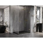 MEXEN/S - Lunar-B sprchový kout dveře křídlové pravá 95 x 90, transparent, zlato kartáčovaná 832-095-090-55-00-P