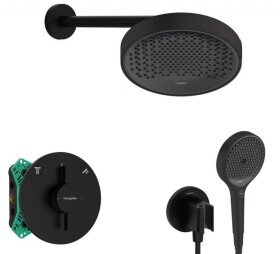 HANSGROHE - Sprchový set s baterií pod omítku, s tělesem, průměr 25 cm, 3 proudy, matná černá SANI21HHH404