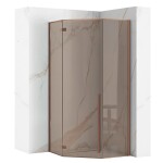 REA/S - Sprchový kout DIAMOND 90x90 COPPER BRUSH + sprchová vanička Diamond, černá KPL-K7966