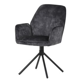 Židle jídelní a konferenční, černá látka v dekoru žíhaného sametu, kovové černé nohy