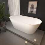 Erga Rhea, volně stojící vana 170x80 cm + odtoková zátka, bílá lesklá, ERG-RHEA-170080-WH-WH