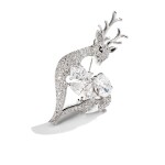 Vánoční brož Swarovski Elements Rudolf 6 - vánoční sob, Bílá/čirá
