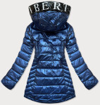 Světle modrá metalická dámská bunda kapucí (W717) odcienie niebieskiego