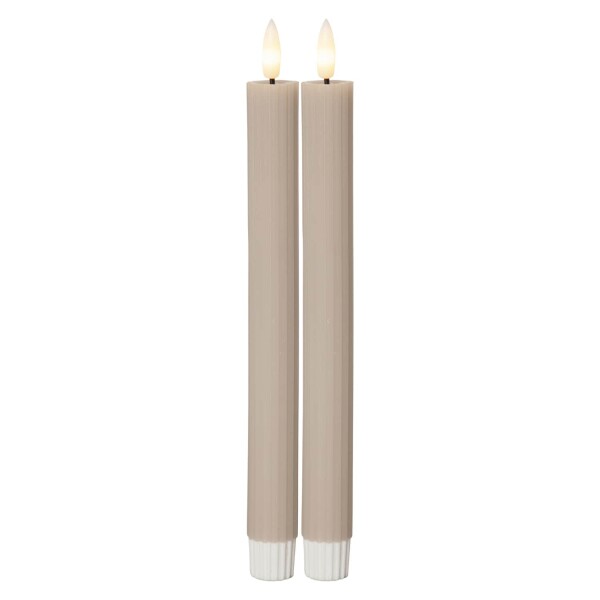 STAR TRADING LED svíčka Flamme Stripe Beige – set 2 ks, béžová barva, plast, vosk