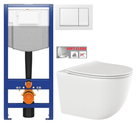 CERSANIT předstěnový instalační systém s bílym tlačítkem K97-516 + WC INVENA TINOS + SEDÁTKO K97-526 516 NO1