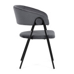 Židle jidelní, šedá látka, černá kovová noha
