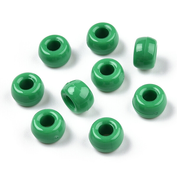Akrylové korálky - pony beads - zelené - 6 x 9 mm - 10 ks