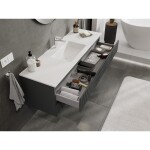 MEXEN/S - Rivel koupelnová skříňka 140 cm s umyvadlem Otis, 2 zásuvky, reliéf , grafit mat/bílá mat - 91A20-14047-2-BFF66-W18M 91A20-14047-2-BFF66-W18M01
