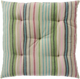 Ib Laursen Bavlněný sedák Multicoloured stripes 50 × 50 cm, zelená barva, textil