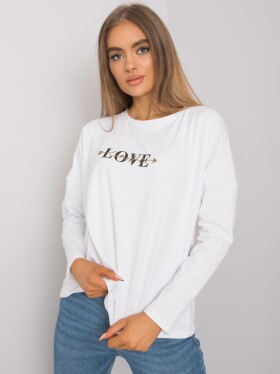 RUE PARIS Bílé bavlněné tričko s dlouhým rukávem pro ženy