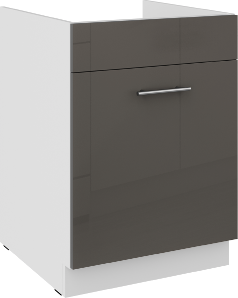 Spodní skříňka pod dřez Lara 60 ZL 1S BB - Premium Box Barva korpusu: Bílá, Barva dvířek: Šedý lesk