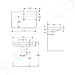 GEBERIT - Smyle Square Umyvadlo 750x480 mm, s přepadem, otvor pro baterii, bílá 500.249.01.1