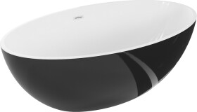 MEXEN/S - Nike volně stojící vana 175 x 100, bílá/černá, sifon a přepad bílá 54071751075-20