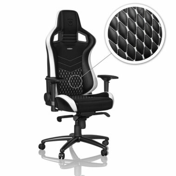 Noblechairs EPIC Real Leather černo-bílá / Herní židle / kůže / nastavitelná / pojezdová kolečka / nosnost 120 kg (NBL-RL-EPC-001)