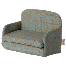 Maileg Rozkládací pohovka pro myšky Maileg Checker, zelená barva, textil