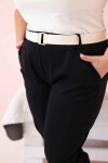 Dámské bavlněné kalhoty Plus Size s páskem černý 4XL