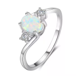 LUNICA Stříbrný prstýnek BÍLÝ OPÁL Velikost prstenu: 8 (EU: 57-58) 0611_8