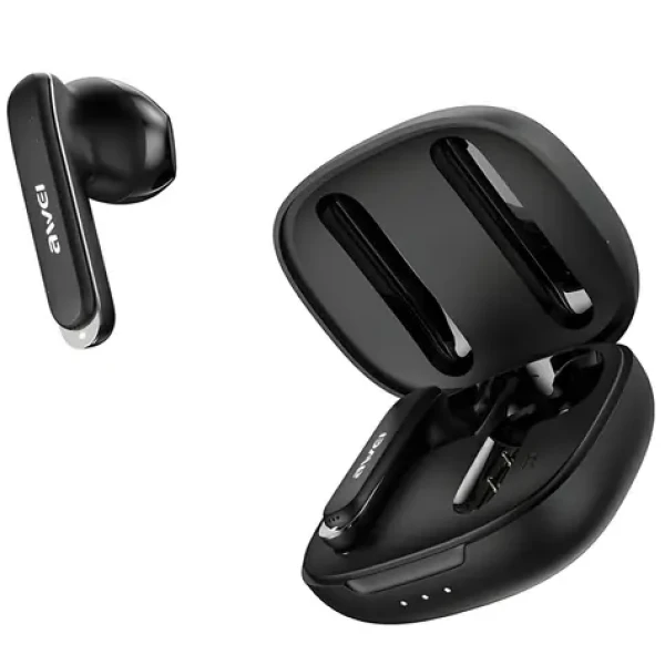 Awei T66 černá / Bezdrátová sluchátka s mikrofonem / TWS / ENC / Bluetooth 5.3 / IPX4 / dobíjecí pouzdro (T66)