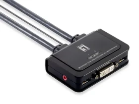 LevelOne KVM-0260 černá / KVM switch / 2 porty / USB / DVI-I / 1920x1200 (KVM-0260)