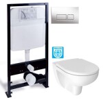 PRIM předstěnový instalační systém s chromovým tlačítkem 20/0041 + WC JIKA LYRA PLUS RIMLESS + SEDÁTKO DURAPLAST PRIM_20/0026 41 LY1