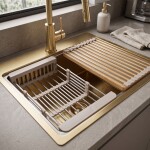 REA - Sada dřezových doplňků 3-dílná Beige KPL-09975