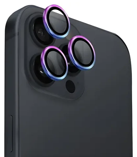 Uniq Optix Aluminium Iridescent / Ochranné sklo na čočku fotoaparátu / iPhone 16 Pro, 16 Pro Max / s aplikátorem