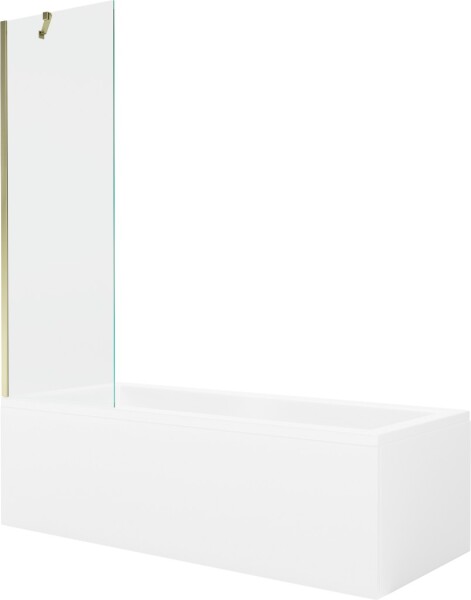 MEXEN/S - Cubik obdélníková vana 160 x 70 cm s panelem + vanová zástěna 60 cm, transparent, zlatá 550316070X9506000050